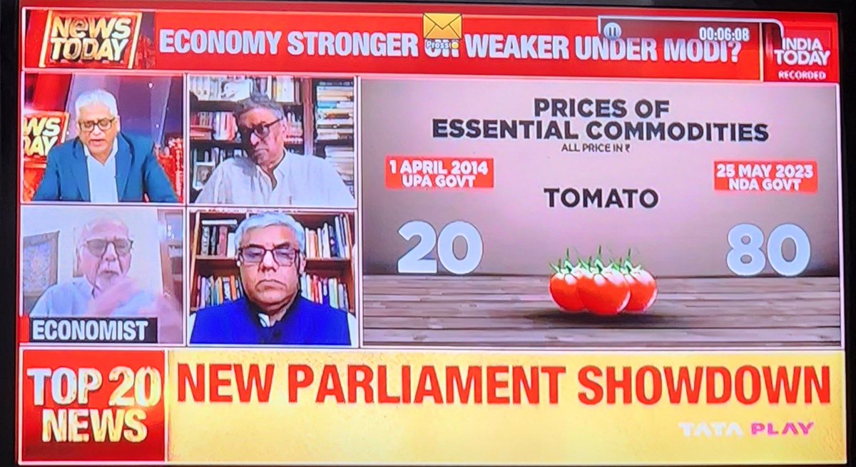 rpsinghkhalsa's tweet photo. On @IndiaToday in @sardesairajdeep's show Potato price as on 25th May is ₹80 per Kg. I google checked it, Potatoes as on date is ₹18.50 per Kg. https://t.co/fN1XmBCnme