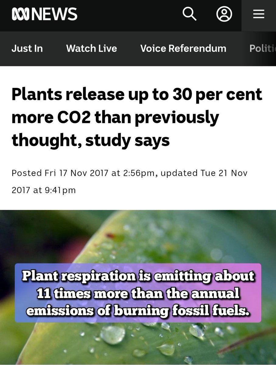 DawnTJ90's tweet image. Modern Climate Science™

Plants emit about 1100% more CO₂ than all human activity - including the burning of fossil fuels.

😳
