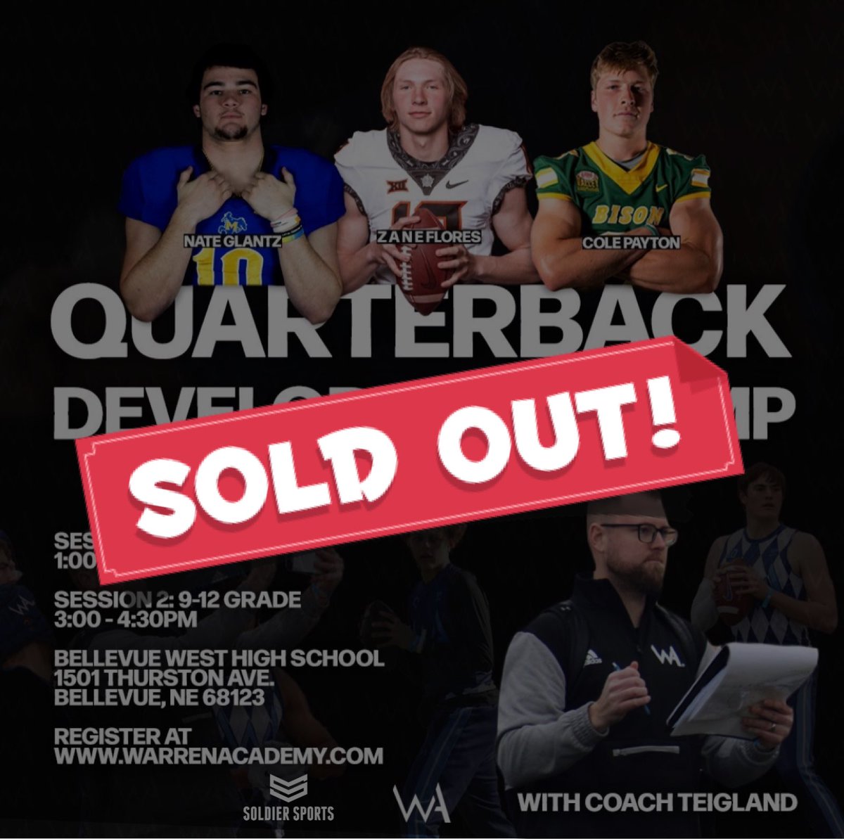 Warren_Academy's tweet image. SOLD OUT! 💯🔥
QB DEVELOPMENT CAMP
S\O to our sponsors at @soldier_sports! 
#OffseasonTraining
#AthleteDevelopment #FootballTraining 
#FootballCamp #QB #QB1 #OmahaNe