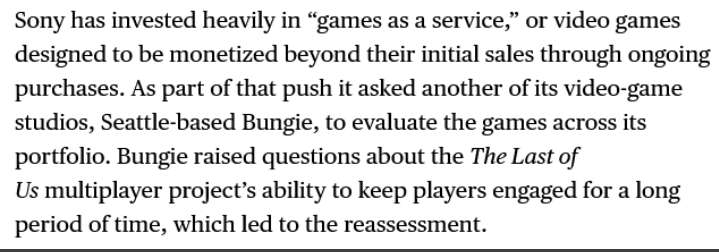 Sony invests into Live Service Games
Sony Acquires Bungie
Sony asks Bungie to Review Factions
Sony puts Factions on Hold from Bungies Evaluation
Bungie Announces Marathon

✨Bungie literally cucked Druckman✨