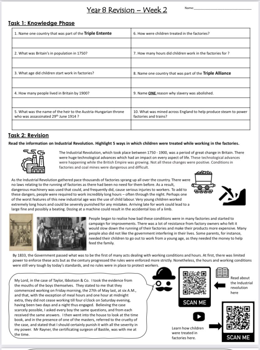 GriffyHistory's tweet photo. I’ve been trying to help students revise effectively for their upcoming assessments. I’ve designed these weekly homework task. Any feedback is appreciated #homework #history #Historyteacher https://t.co/hXf6f7uGzp