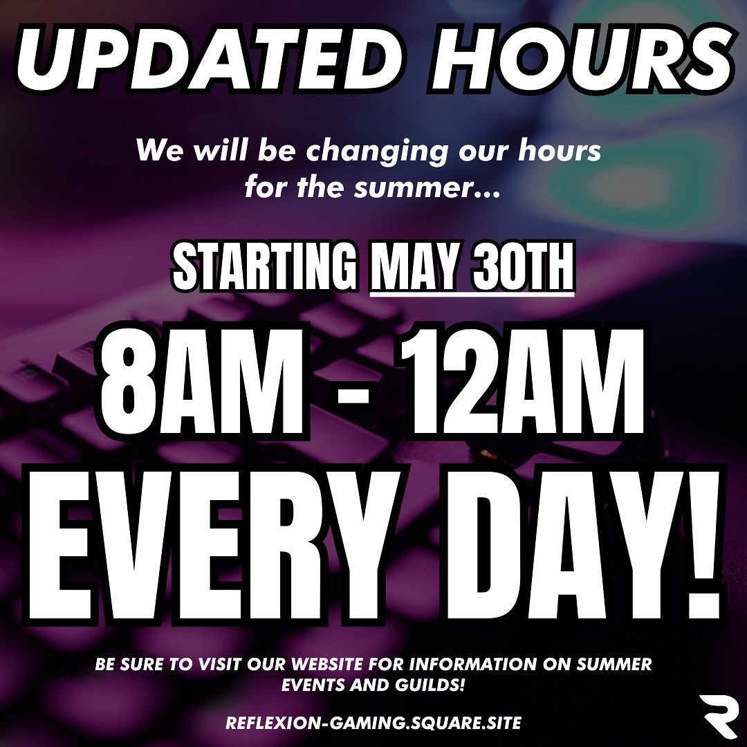 🌞Summer vibes incoming! From May 30th, our new business hours are 8AM-12AM daily 🥳No more rushing - enjoy warm evenings and visit when it suits you best 😎See you at 8AM on May 30th for the ultimate summer together!⭐️ #NewHours #SummerTimeFun #gaminglife