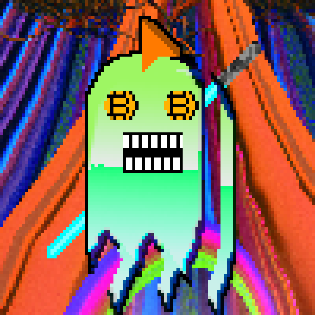hapsxo's tweet photo. Speaking of #SPAMart, I picked up a pretty sick trio of #Ghostlings from prolific #SPAMartist @WhichWitchWasIt 👻 — I'm not even holding any BTC but the glitch bod on this one sealed it for me...more here: https://t.co/LPXb4mVoMq https://t.co/pmeUHESotl