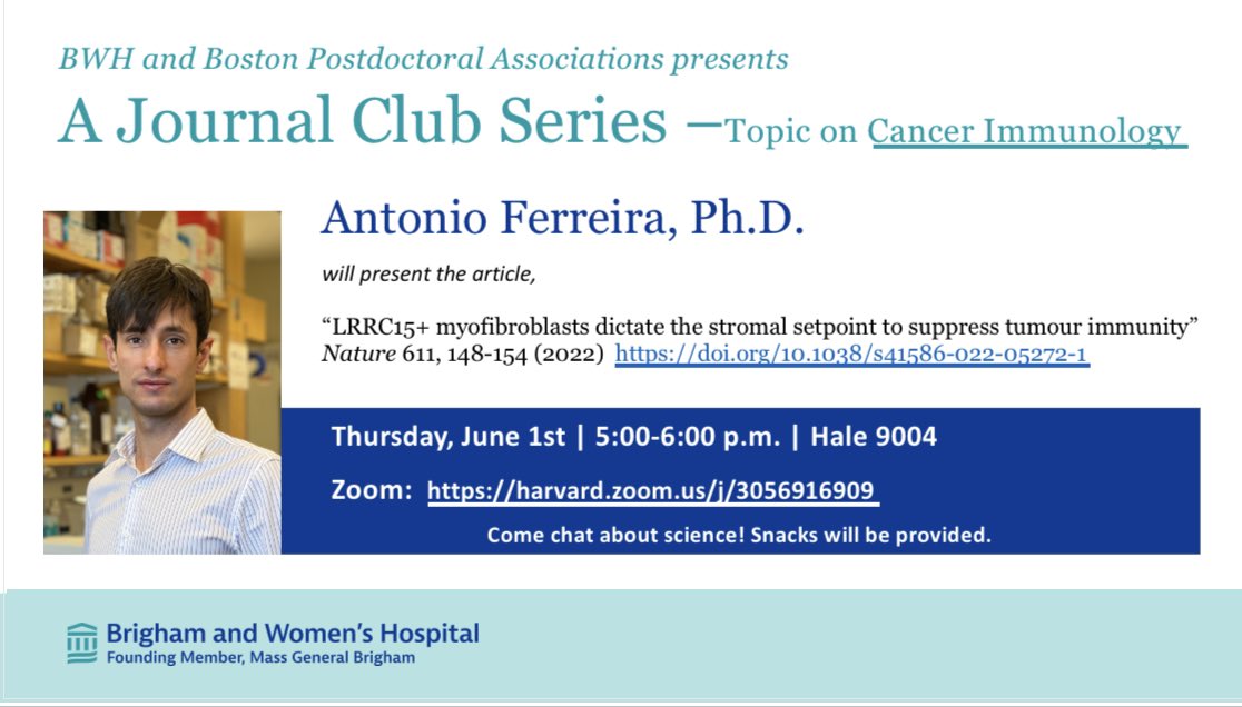 Our Journal Club series continues! Join us next Thursday and enjoy some snacks and great science!
