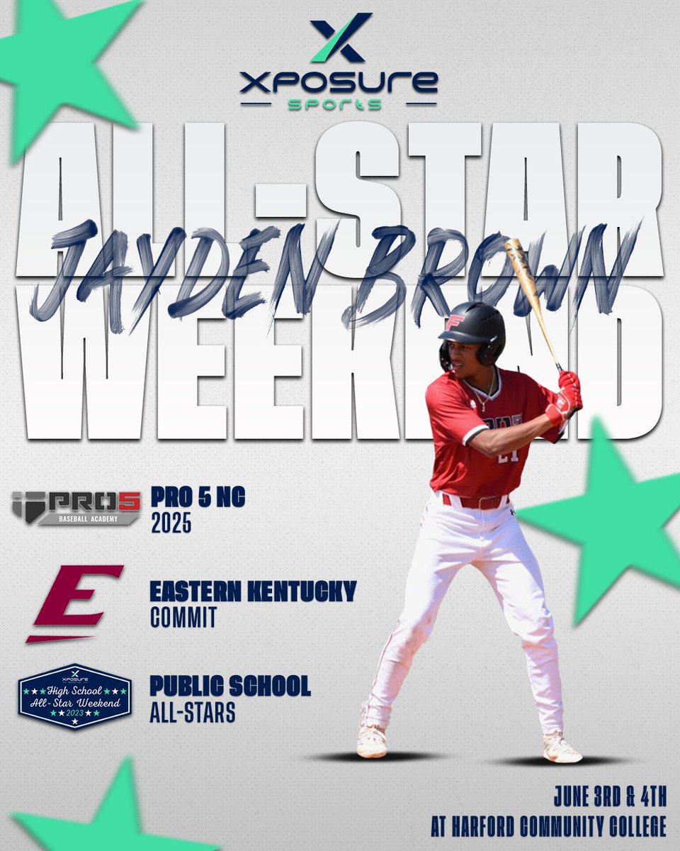 ⭐️⚾️𝟐𝟎𝟐𝟑 𝐀𝐋𝐋-𝐒𝐓𝐀𝐑 𝐖𝐄𝐄𝐊𝐄𝐍𝐃⚾️⭐️ 👀 𝗥𝗢𝗦𝗧𝗘𝗥 𝗔𝗡𝗡𝗢𝗨𝗡𝗖𝗘𝗠𝗘𝗡𝗧 👀 💥 Welcome 𝗝𝗮𝘆𝗱𝗲𝗻 𝗕𝗿𝗼𝘄𝗻 from Pro 5 Academy to this year's All-Star Weekend! 👊 📅 𝗝𝘂𝗻𝗲 𝟯𝗿𝗱-𝟰𝘁𝗵 🏟️ 𝗛𝗮𝗿𝗳𝗼𝗿𝗱 𝗖𝗖 @301jayyy | @Pro5Baseball