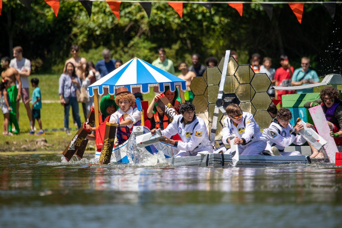 McDonoghSchool's tweet photo. Eight teams of upper schoolers carried their expertly engineered cardboard boats to the duck pond today for the 33rd annual Cardboard Boat Race! Learn more and see all the photos in the Media Hub: https://t.co/NjyZfQQVmP https://t.co/awoG9Wyi5H