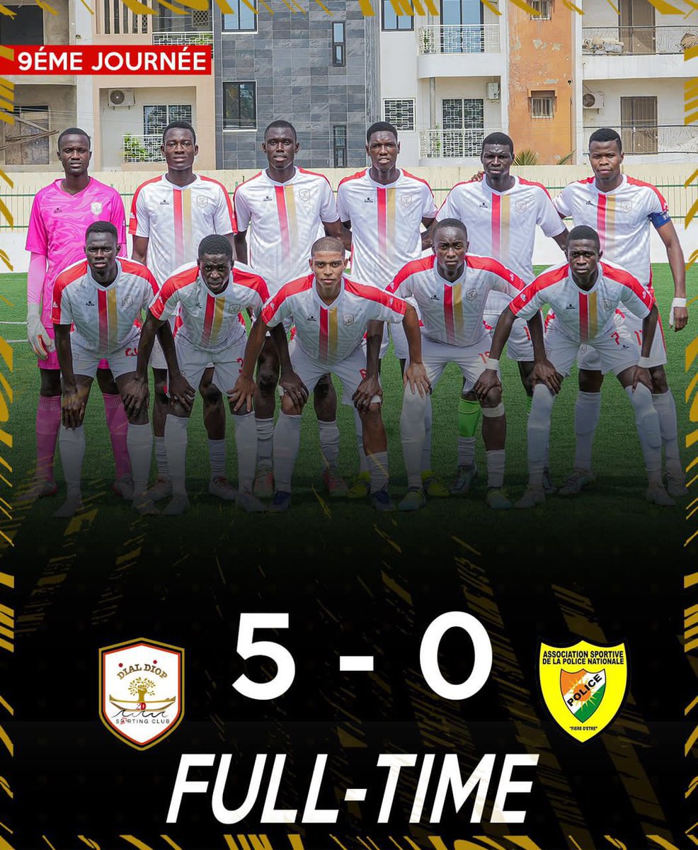 Championnat régional ( 9 éme journée ) : Dial Diop Sporting atomise As Police  (5-0)👮‍♂️.
#footlocalsn #dialdiop #Kebetu <a href="/SenFoot/">SenFoot 🇸🇳</a> <a href="/senegal7com/">senegal7</a> @footsen221 @FootLocalSn <a href="/Footlocal221/">FOOTLOCAL 221🇸🇳🇸🇳🇸🇳</a>