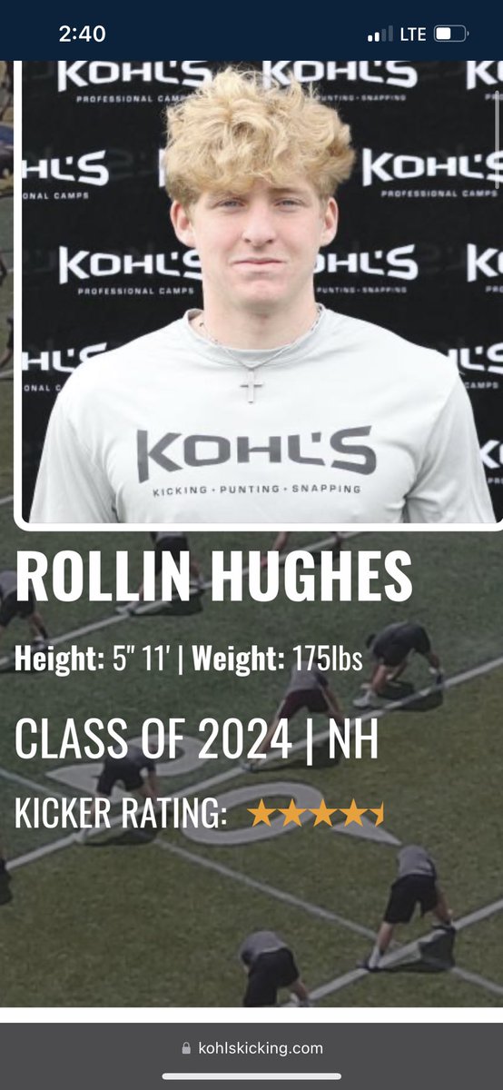 Blessed to be ranked a 4.5 ⭐️ by <a href="/KohlsKicking/">Kohl's Kicking Camps</a>!! Excited to compete this summer and showcase my talent!! <a href="/CoachLenson/">Sam Lenson</a> @coachstein48 <a href="/coachripshwtime/">coachripshowtime</a>