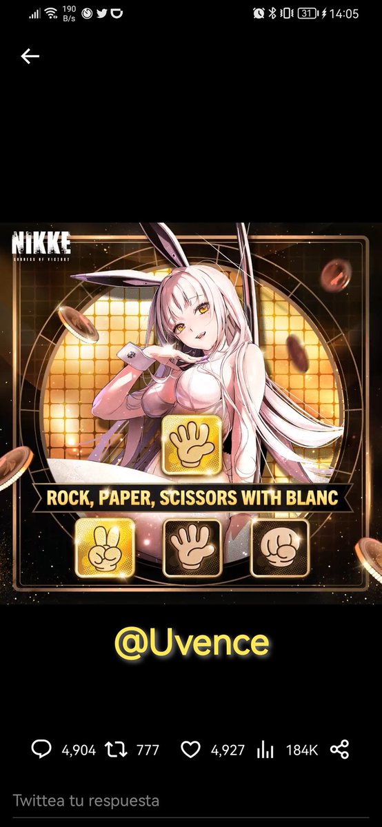 Uvence's tweet photo. @NIKKE_en I wish her
#NIKKELuckyBunny https://t.co/FDJwexsKDT