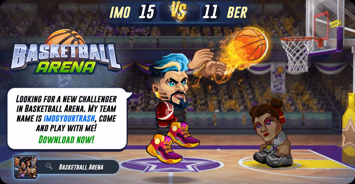 Looking for a new challenger in Basketball Arena. My team name is imogyourtrash, come and play with me! Download now! app.adjust.com/5t7gxjd_g6ws1sj