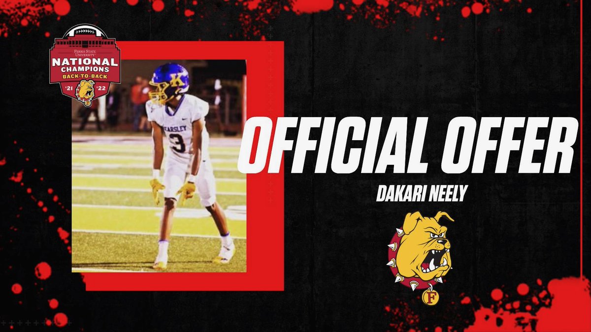 Dakari Neely WR/2024 •MRGOGETIT• (@dakarineely2) on Twitter photo After an awesome camp <a href="/FerrisFootball/">Ferris St. Football</a> I'm blessed to say that I have received an offer from the back to back national champions, thank you for this opportunity <a href="/hodgimoto1/">Ryan Hodges</a> <a href="/steveannese/">Steve Annese</a> !!!!! After an awesome camp <a href="/FerrisFootball/">Ferris St. Football</a> I'm blessed to say that I have received an offer from the back to back national champions, thank you for this opportunity <a href="/hodgimoto1/">Ryan Hodges</a> <a href="/steveannese/">Steve Annese</a> !!!!!