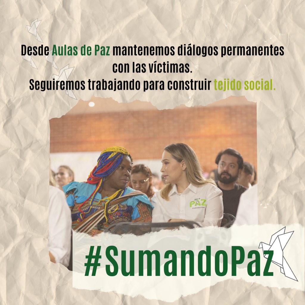 AulasDePaz's tweet photo. Desde Aulas de Paz 🕊️ estamos comprometidos con mantener comunicación constante con las víctimas. 
Sabemos que sólo la Verdad nos llevará a la reconciliación y así podremos construir una cultura de Paz 🤍 https://t.co/DTgiyBd40o