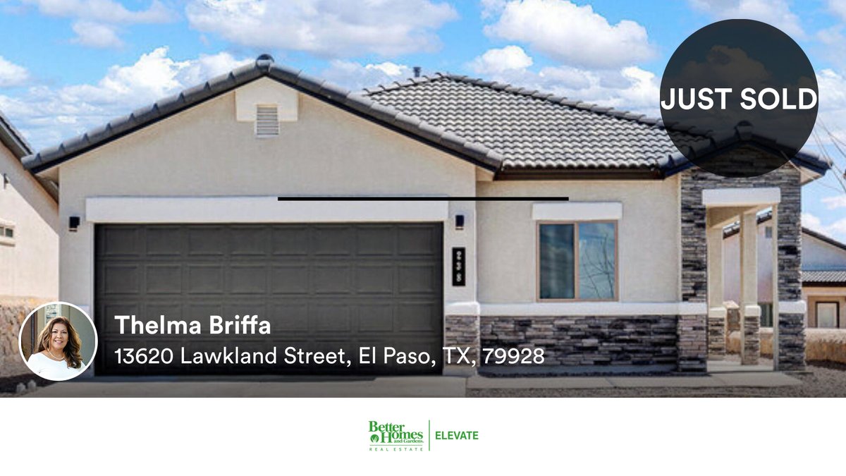BHGRE_Elevate's tweet photo. 🛌 3 🛀 2
📍 13620 Lawkland Street, El Paso, TX, 79928

Our agent’s latest sale on RateMyAgent
 435113
https://t.co/YxWfWrlPHU

...
#ratemyagent #realestate #Better_Homes_and_Gardens_Real_Estate_ELEVATE https://t.co/DdMNrHrdvj