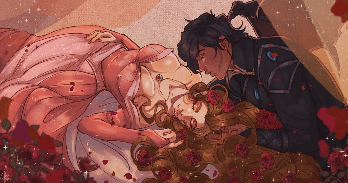 Anyone who has known me long enough in this fandom knows that one of my favourite theories I have ever come up with is the sleeping beauty retelling one 🤍

I couldn’t pass up the opportunity to have something commission for #ElrielMonth

By the amaze @Fremuard ✨
No reposts.