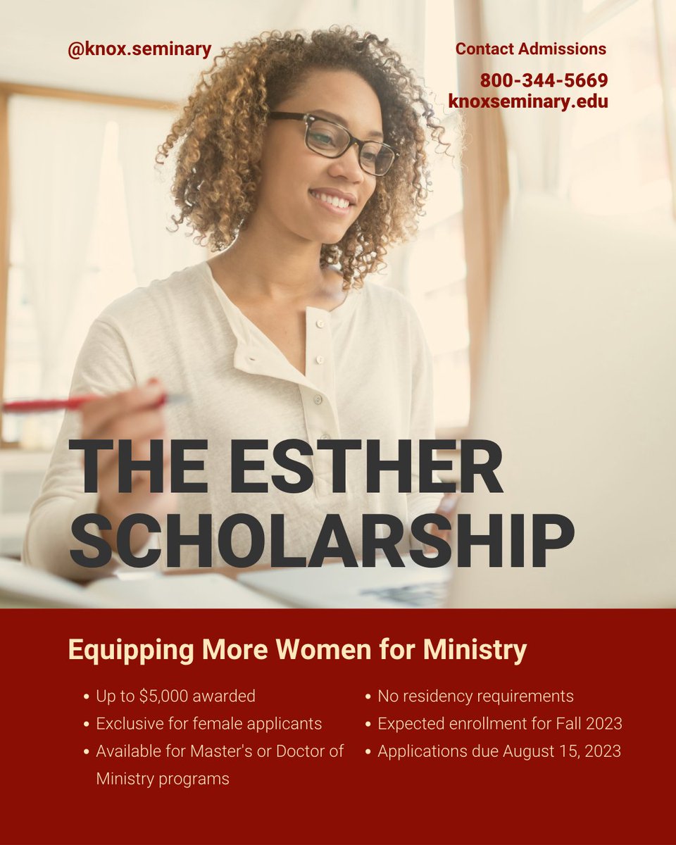 A Scholarship Exclusively for Women 🙋‍♀️ - mailchi.mp/knoxseminary/a…