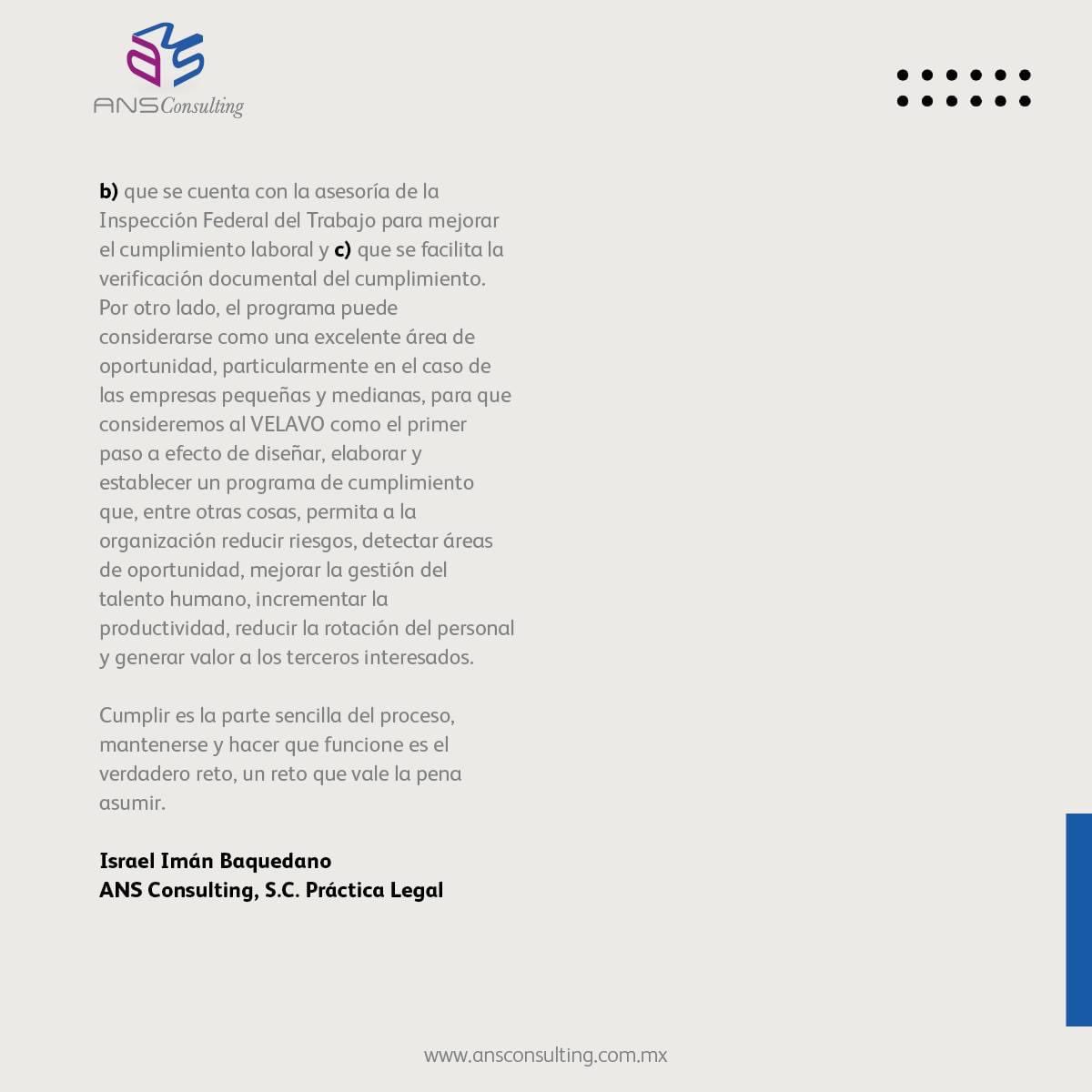 Consulting_ANS's tweet photo. ¿Qué es y en qué consiste El Programa de Verificación Laboral Voluntaria (VELAVO) implementado por la Secretaría del Trabajo y Previsión Social? https://t.co/Hqx7ul1Xfm