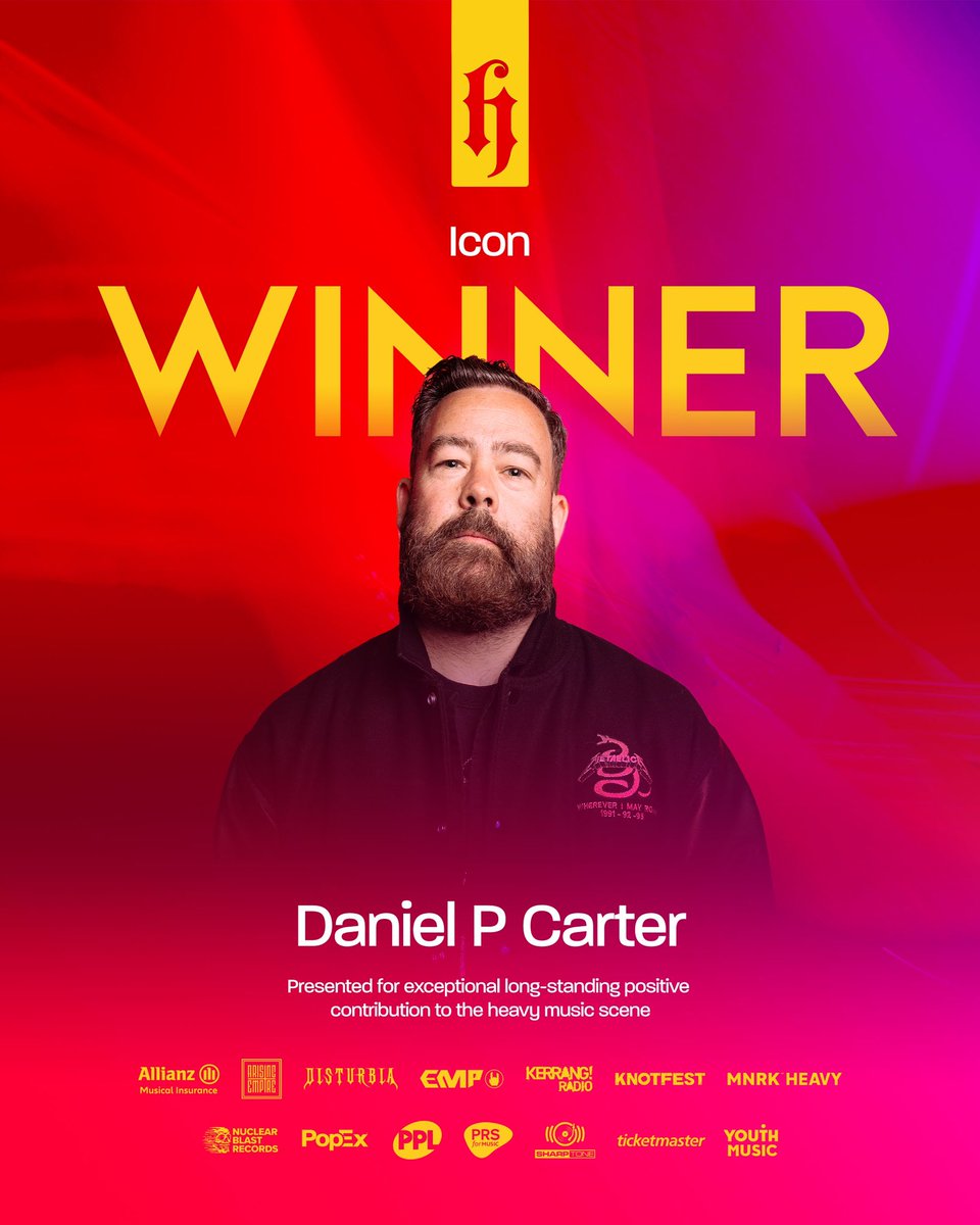 heavymusicawds's tweet photo. Heavy Music Awards 2023
Icon Award
Daniel P Carter
Presented for exceptional long-standing positive contribution to the heavy music scene.
โ
#HMA23 #heavymusicawards #rock #danielpcarter https://t.co/EhWTdoVh0T