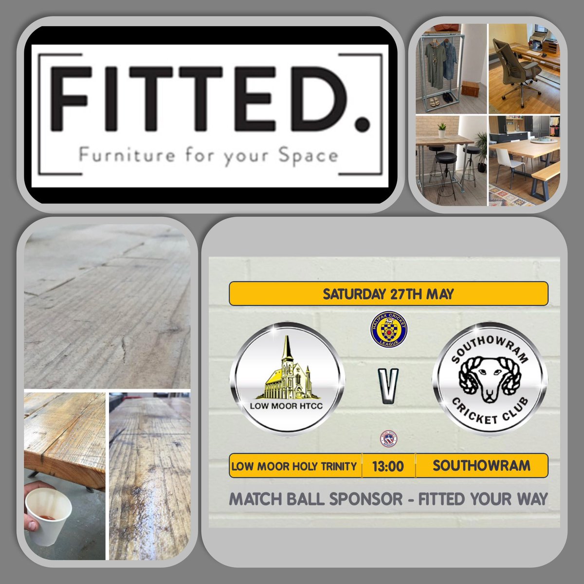 Many thanks to this weeks match ball sponsor Fitted Your Way. Manufacturing &amp; Creating Rustic &amp; Industrial Furniture. 

All the lovely benches on our new patio area are supplied by Fitted Your Way and we thank you for your continued support 👏🏾

facebook.com/IndustrialFurn…