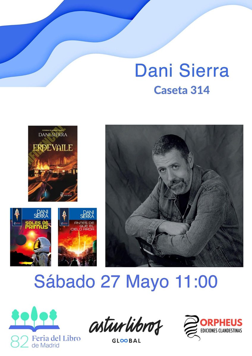 Dani Sierra ✍️ 

FERIA LIBRO MADRID 2023 📚
🏡 Caseta nº 314 

#orphelicidad #loclandestinomola #madridclandestino

#antesdequeelcieloarda 💥 #lanzamientoeditorial 

#FLMadrid #somosdecienciasydeletras 

VEN A VERNOS 📚📚📚