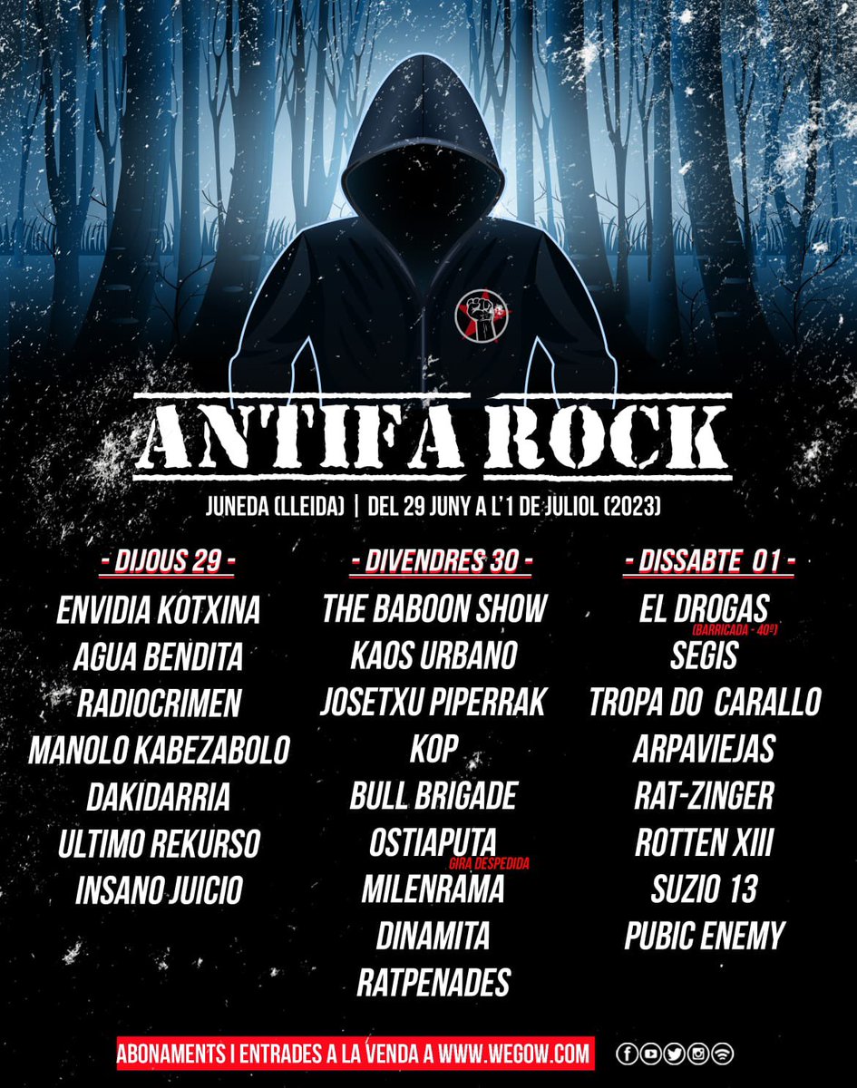 Penya! Aquí teniu el cartell per dies! Us esperem per incendiar Juneda totes juntes!!! A fuuuull gaaaaas!!!!

🎟 Entrades a wegow.com/es-es/festival…

Si voleu participar al sorteig d’un abonament segueix el nostre compte d’Instagram 

MOLTA SORT! 🤟🏼