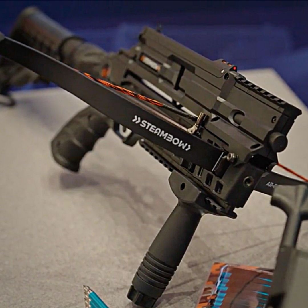 Steambow AR-6 Stinger II Tactical Repeating Crossbow emerged from SHOT Show as the must-have weapon for 2023 - find out why on GetZone NOW! bit.ly/3Ja2UQ6 #SteambowSaturday #crossbow #tacticalrepeatingcrossbow #weapons #Saturday #WHAS #SHOTShow2023