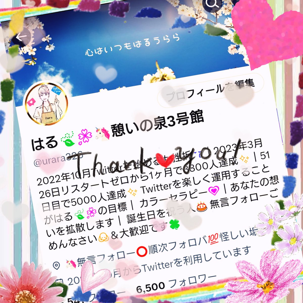 🌸💗🌸💗🌸💗🌸💗🌸💗🌸

 6500フォロワー達成しました🌈
✨いつもありがとうございます❣(*ᴗˬᴗ)⁾⁾感謝♡✨
🦄引き続きどうぞよろしくお願いいたします🦄

🍀お願い🍀
 私をフォロー　<a href="/urara326/">なつめ｜犬と猫と暮らし</a>
🎁お返し🎁
フォロバ（順次）

👼 #憩いの泉
#相互フォロー #フォロバ100

🌸💗🌸💗🌸💗🌸💗🌸💗🌸