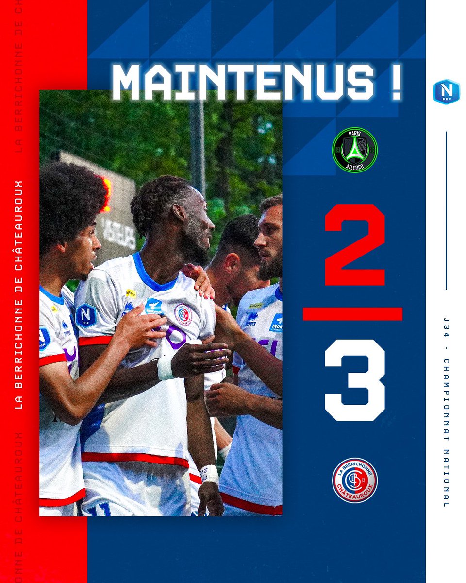 ⏱︎ 90’ +6

⌛️ 𝗘𝗡𝗙𝗜𝗡 ! 😭 Nous sommes maintenus en <a href="/NationalFFF/">Championnat National</a> ! 🔥
Bravo les mecs ! Vous nous avez fait peur mais, un grand merci. 👏

🔚 | 𝟮⌁𝟯 | #P13A𝗟𝗕𝗖