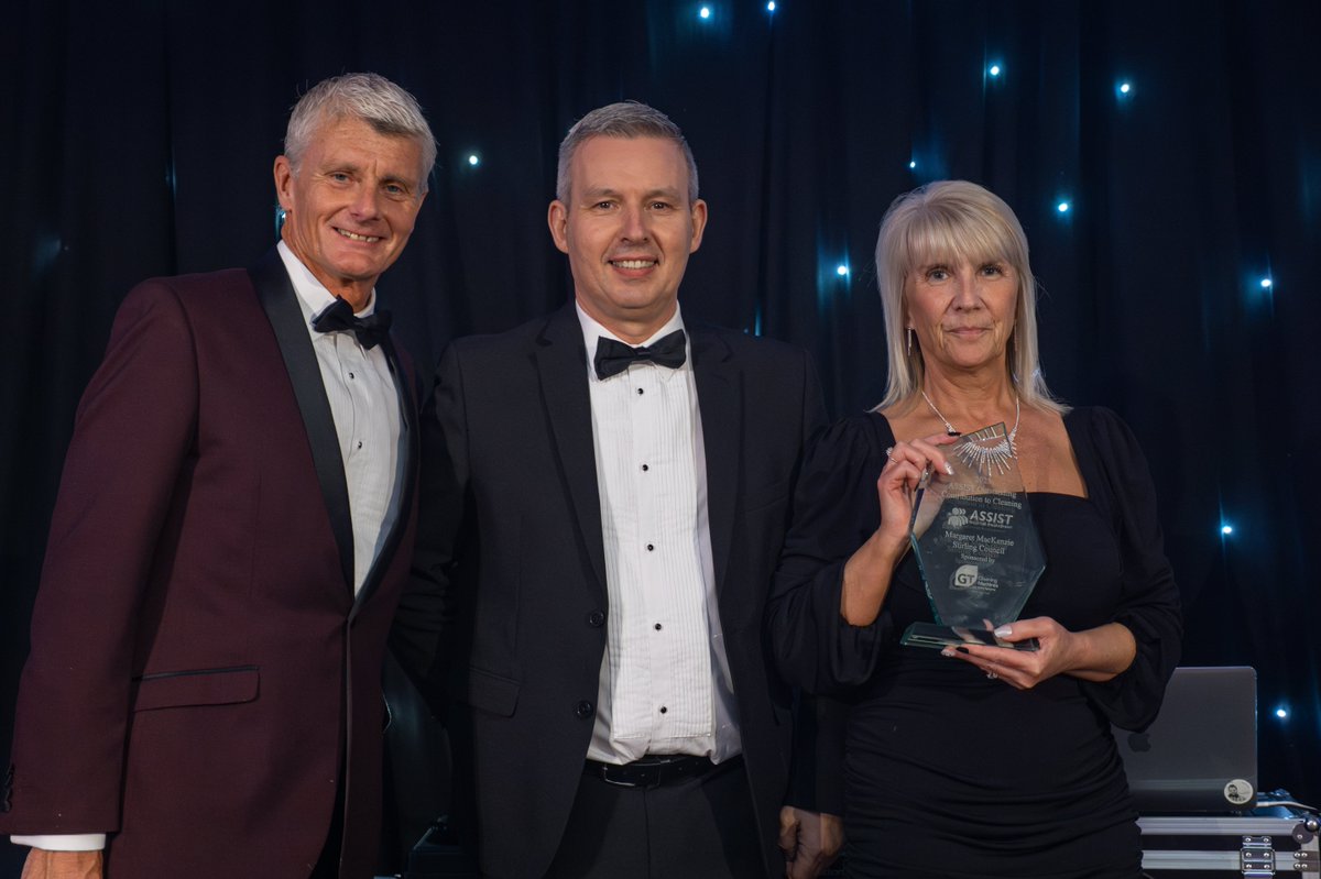 2023 winner of the Outstanding Contribution to Cleaning Award was @StirlingCouncil - Margaret MacKenzie, who has shown great compassion for her role and the people she works with ⭐️  #assistconf23

  Sponsor: @gt_machines 🏅
