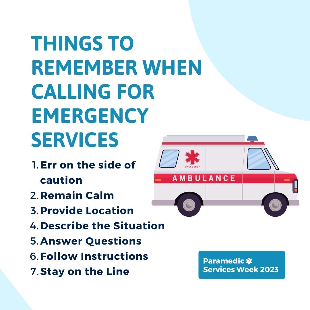Your health matters, and knowing when to call for medical care can make a life-saving difference. Stay informed and be prepared to act swiftly when it counts. Here are some key reminders for what symptoms to look for when making that critical call.

#ParamedicServicesWeek2023