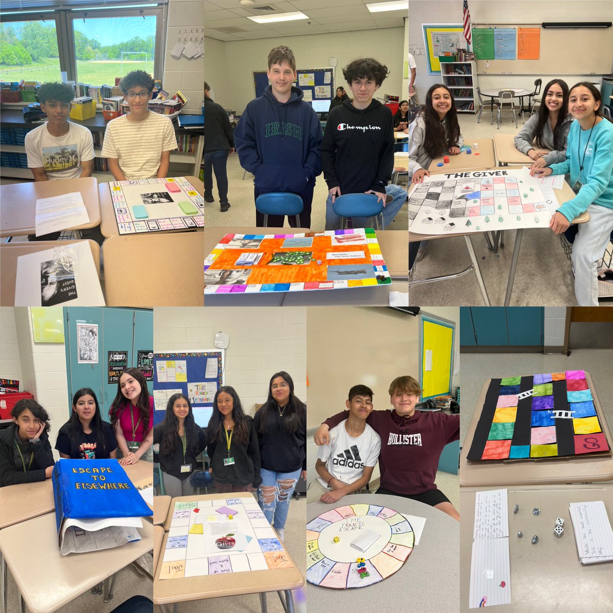 So proud of our eighth graders today! 👏👏The students selected their own teams and worked together to create colorful and creative game boards based on The Giver, by Lois Lowry. Way to go, kids. 💯