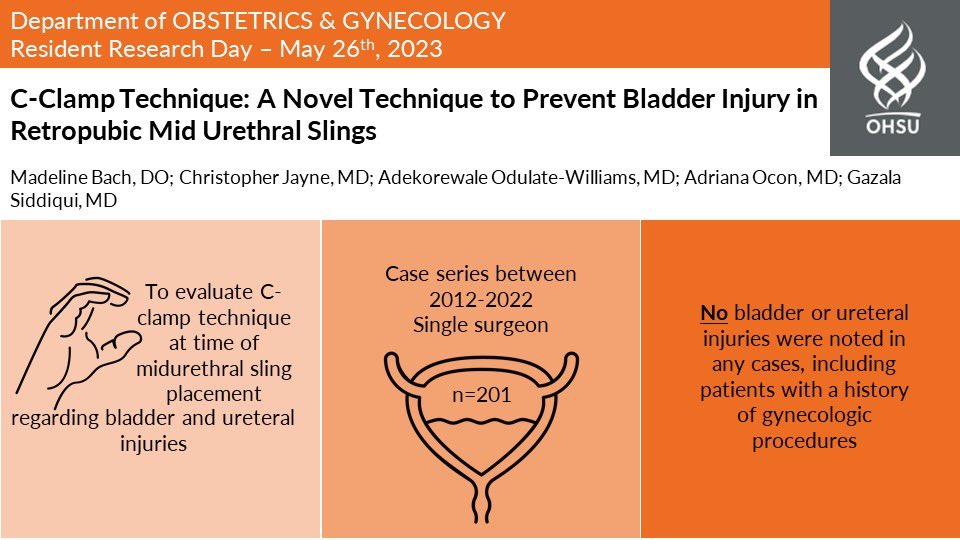 Kicking off resident research day with Maddy Bach presenting her research from @UTHealthObGyn and @HCAHouston on the C-Clamp technique! Read more here: pubmed.ncbi.nlm.nih.gov/36735424/