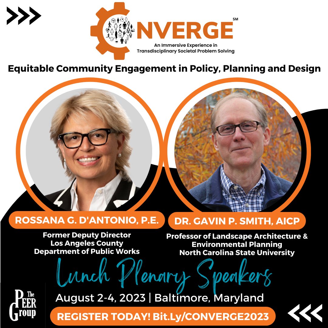 Dr. Yvette E. Pearson (@dryepearson) on Twitter photo Want to know how #engineers and #UrbanPlanners partner effectively with communities on equitable and inclusive policy, planning & design? Join us for #CONVERGE2023. Dr. Gavin Smith of <a href="/NCState/">NC State University</a> and <a href="/RossanaDAntonio/">Rossana D'Antonio ☮️</a> will be plenary speakers. Register now: bit.ly/CONVERGE2023 Want to know how #engineers and #UrbanPlanners partner effectively with communities on equitable and inclusive policy, planning & design? Join us for #CONVERGE2023. Dr. Gavin Smith of <a href="/NCState/">NC State University</a> and <a href="/RossanaDAntonio/">Rossana D'Antonio ☮️</a> will be plenary speakers. Register now: bit.ly/CONVERGE2023