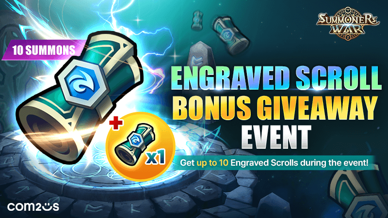 summonerswarapp's tweet photo. Engraved Scroll Bonus Giveaway Event ⚡️
Perform 10 Engrave Summons to get 1 Engraved Scroll as a gift!
■ Event Schedule
May 29th 12pm - Jun. 5th 11:59am (Server time)
For more information:
https://t.co/XrZz4s1eaj
#SummonersWar #9OAT #9thAnniversary https://t.co/l4VibLcTPB