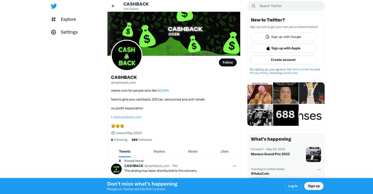 Cashback | $$CASH

0x424c98f24D66BdA8998Eb743BE5D56612a9A8D96

👥 Holders: 102
💰 MC: $84.2K
💧 Liq: $32.0K

🟢 Looks safe! (this can always change)
🔄 Buy/Sell Tax: 0/0

x.com/cashback_coin

🔎 DYOR: Unverified link(s).

t.me/ETHNewPairs/48…