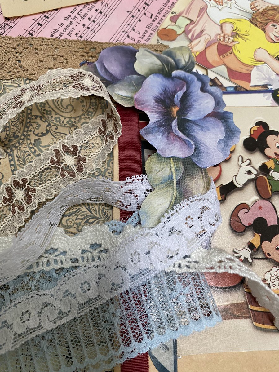 #JunkJournal #Ephemera Lot #Vintage 100+ Pcs #Ribbon Book Cover #Lace Trim ebay.com/itm/1450975197… #eBay via <a href="/eBay/">eBay</a>