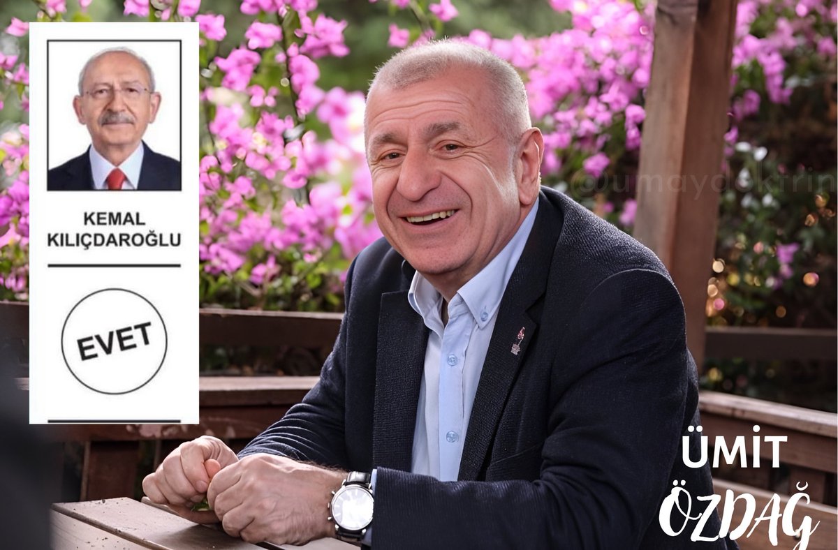 Ümit Özdağ: 
"Sinan Oğan'ın başka bir adayı desteklemesi o ittifaka oy kazandırmadı çok fazla bir oy gitmedi seçim de çok büyük bir sürpriz yaşayacağız emin olun Kemal Kılıçdaroğlu seçimi kazanacak.
İnşallah Kazanacağız."