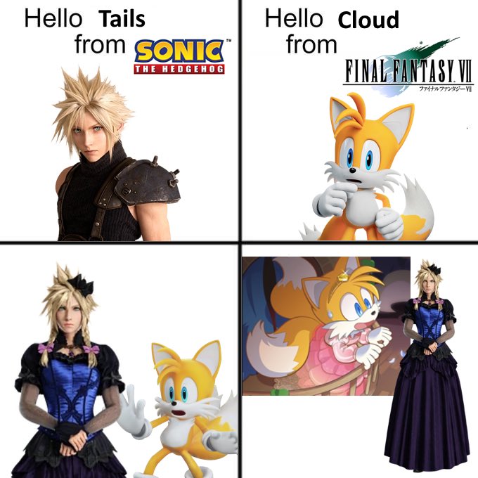 Cloud from #finalfantasy7 meets Tails from #SonicTheHedeghog