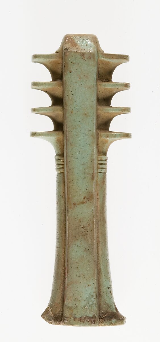 Djed Pillar Amulet from the Late Period, faience, 664–332 B.C.