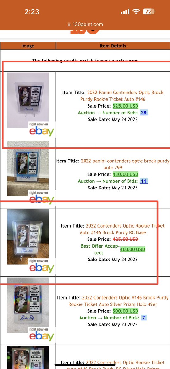 2022 Panini Contenders Optic Brock Purdy Rookie Ticket Auto (Base) 

Fresh Pull!!

$300 shipped