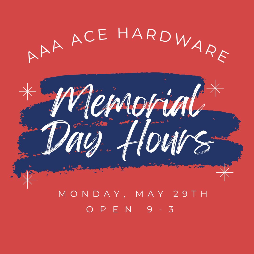 Memorial Day Hours
Monday, May 29th
We will be open 9am-3pm