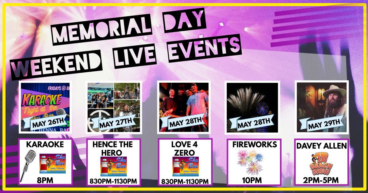 Are you ready to be entertained?! We've got a jam-packed weekend lined up for you! First up, Karaoke at the Sky Bar tonight at 8pm.  Get ready to belt out your favorite tunes and kick off your weekend in style! Doors open to the General Public 1 hour before posted show times.