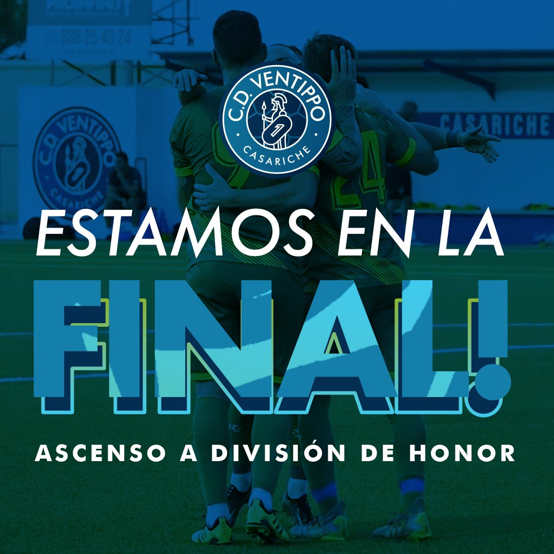 ¡¡¡ESTAMOS EN LA FINAL!!! 🎉🎉

El CD Ventippo disputará la Final del Playoff de Ascenso a División de Honor tras imponerse al AD San José por 0-3. 💪🏻

Queremos dar las gracias a nuestra afición por el enorme apoyo que nos han dado hoy. ¡SOIS LA MEJOR AFICIÓN DE LA CATEGORÍA!🙌🏻🔥
