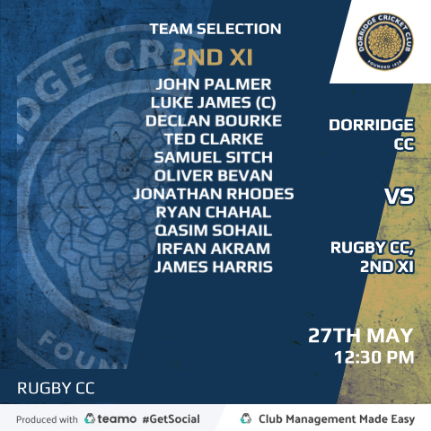 DorridgeCC's tweet photo. Team news ahead of our @BDPCL_Official & #WCCL games tomorrow.
1st XI home @LichfieldCC
2nd XI away @Rugby_CC
3rd XI away Stockingford CC
4th XI home Atherstone Town CC
#UTR #ClubNews #clubcricket #teamnews #cricket #andele #pertempsnetworkgroup https://t.co/oMfDBjKdfB