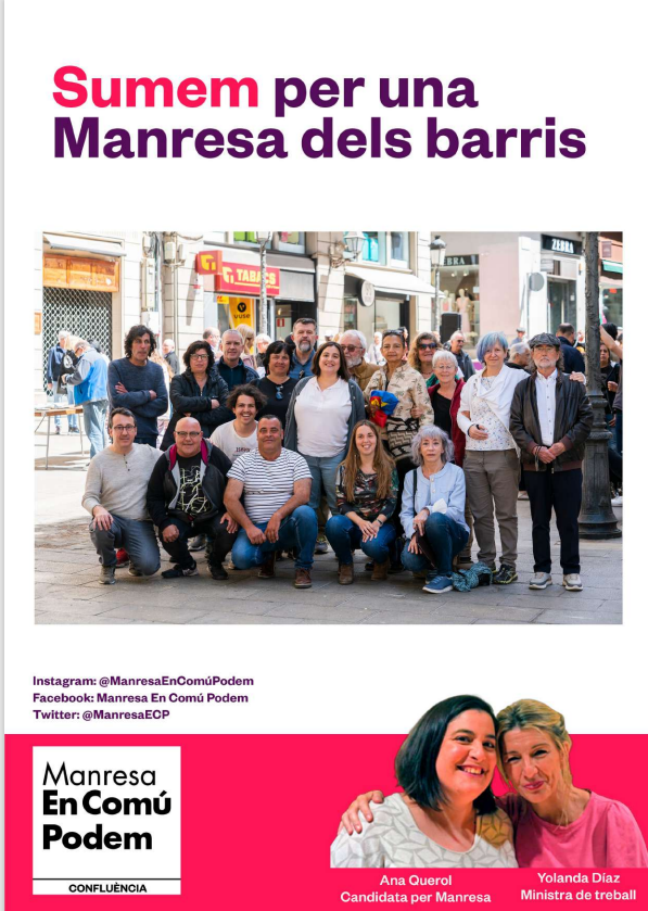 manresaECP's tweet photo. Últims minuts de campanya!!! Podeu donar una ullada al nostre programa a la bio o a les fotos d'aquest tuit. Aquest 28M volem que guanyi l'esperança💜 Sumem per una Manresa dels Barris https://t.co/jp5MfGTsAE