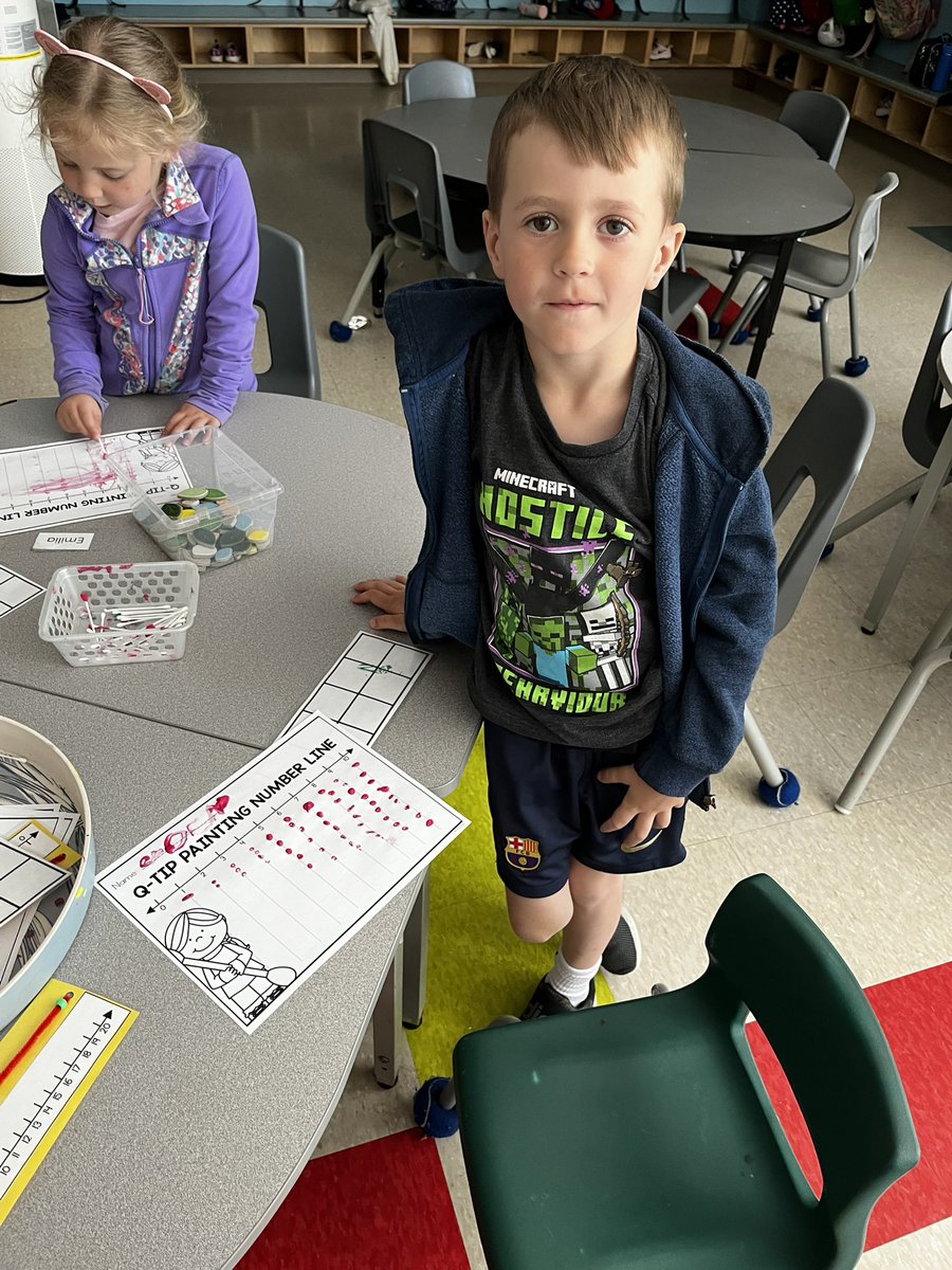 MmeCowper's tweet photo. We had a blast painting our number lines with Q-tips today! @MsMcNiece @MsYhapRECE https://t.co/JC7ph21ccT