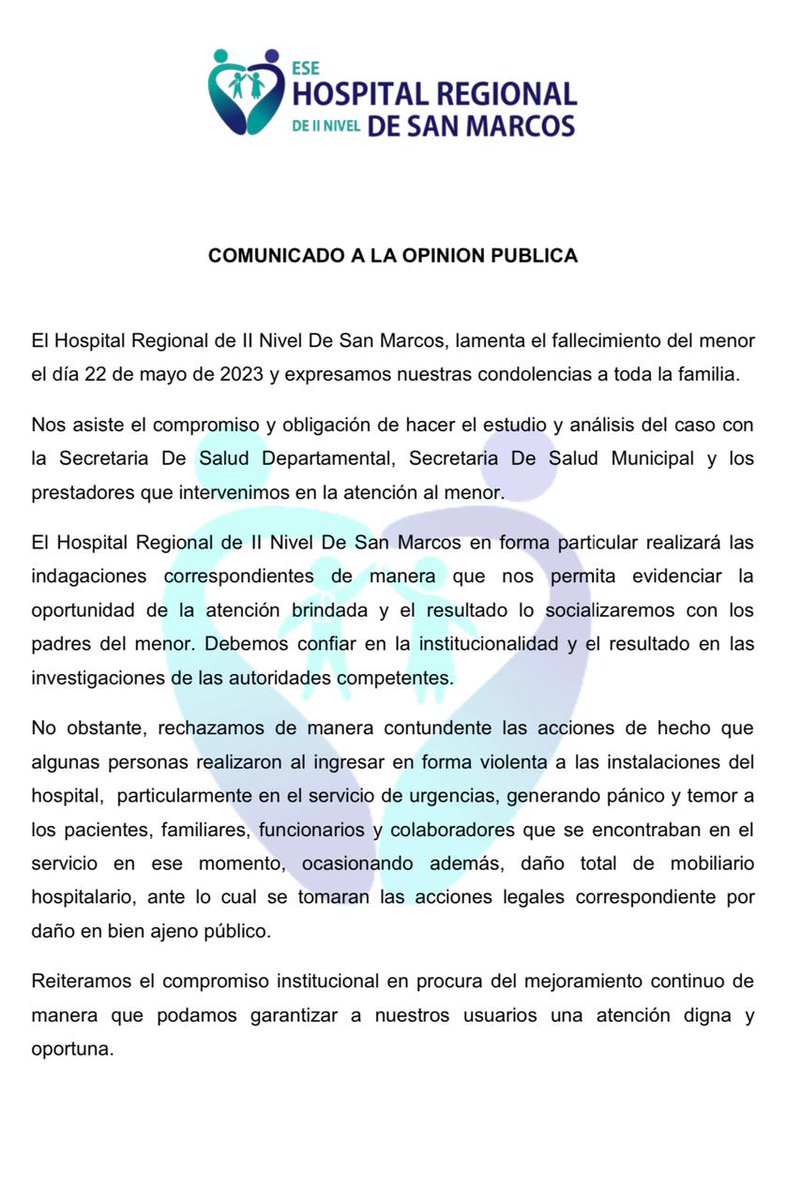 HospSanMarcos's tweet photo. 📢 Comunicado a la opinión publica https://t.co/NCnEzcZGOq