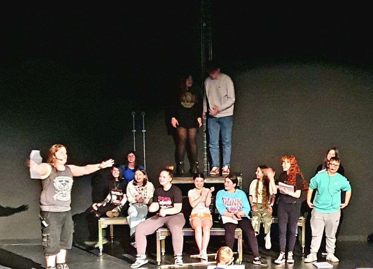 Some of our very talented pupils mic’d up to rehearse for WE WILL ROCK YOU on June 20th-22nd! Tickets on sale soon! #strivingforexcellence #wecare
