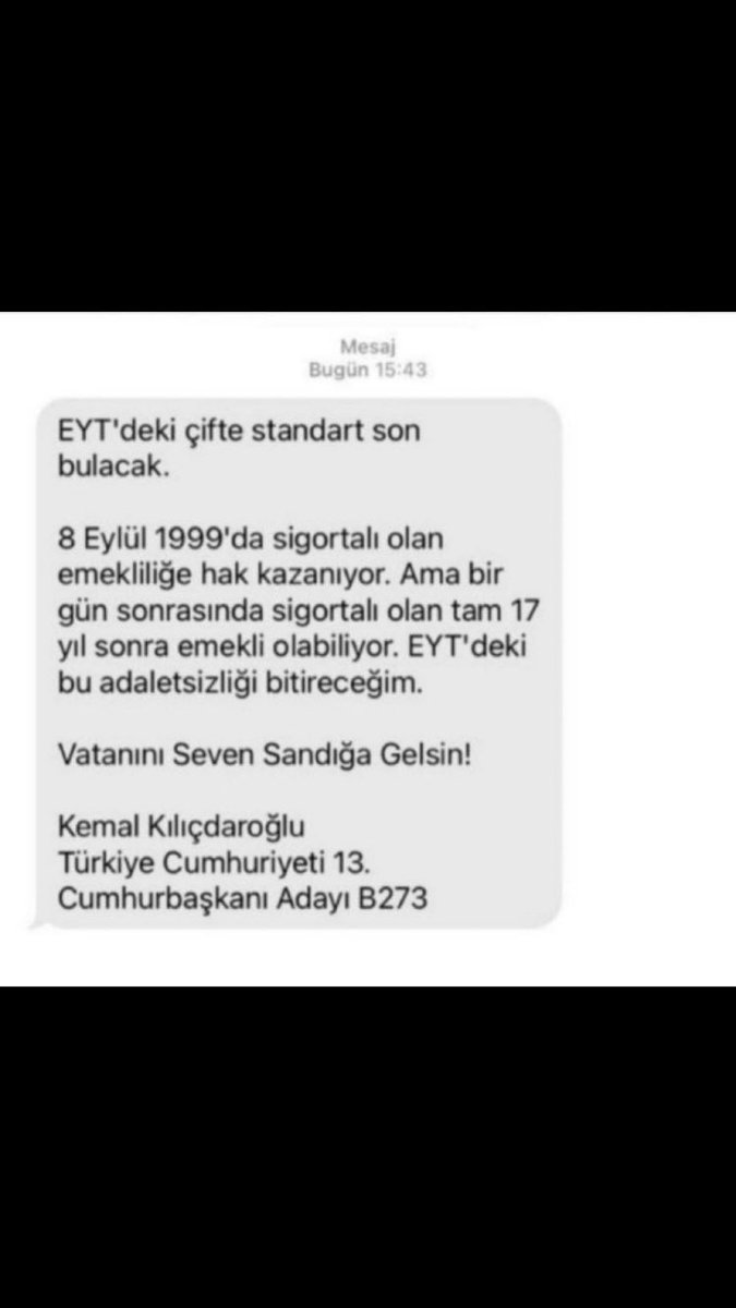 Kılıçdaroğlu’nun EYT ile ilgili ilgili şu mesajı BTK tarafından yasaklanmış. Sonrasındaki başka mesajları da. 
(Bunları da unutmayacağız GSM operatörleri ve BTK) <a href="/BTKbasin/">BTK</a> <a href="/VodafoneTR/">Vodafone Türkiye</a> <a href="/Turkcell/">TURKCELL</a>
#EYT #EmeklilikteYaşaTakılanlar