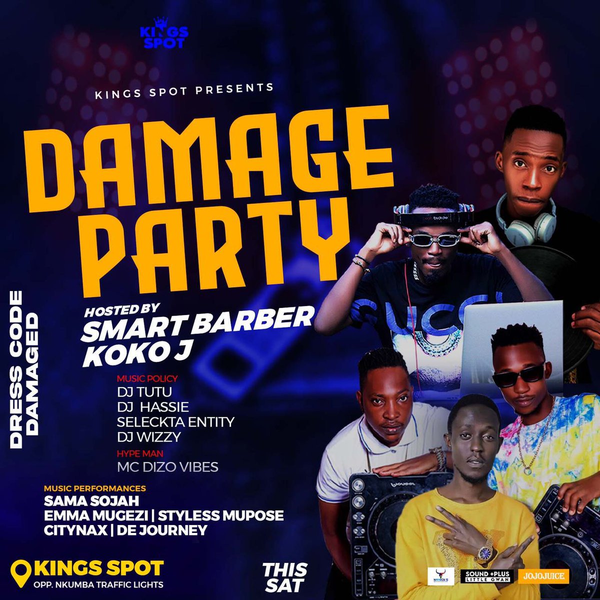 SELECKTAENTITY's tweet photo. Tomorw After The Beach We Link Up @kingsspotnkumba #DamageParty Ft @SamaSojah @SamaDaily Party Turn Up #KingsSpot #KingsPizza #KingsRestaurant https://t.co/bEUbqnfDpt