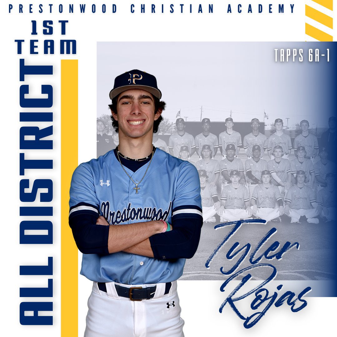 VictorRojas's tweet photo. 1st Team All District ✔️
2nd Team All State ✔️
District Defensive Player of the Year ✔️
Academic All State ✔️
Team Defensive Player of the Year ✔️

Nothing left to say other than I’m incredibly proud of @tylerrojas29. Thank you to @JimmyV29, @jackngraham & everyone at @PrestonwoodPCA for an amazing year. 🙏🏽 #ChargeOn